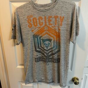 Society Men's Graphic Tee - Gray and Orange